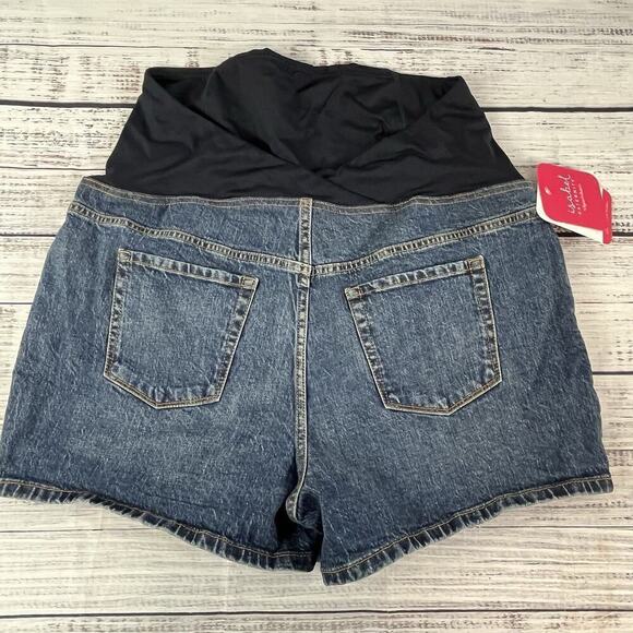 Isabel Maternity Denim Jean Shorts sz 14/32 Midi Short Crossover Panel 4"Inseam - Picture 10 of 10